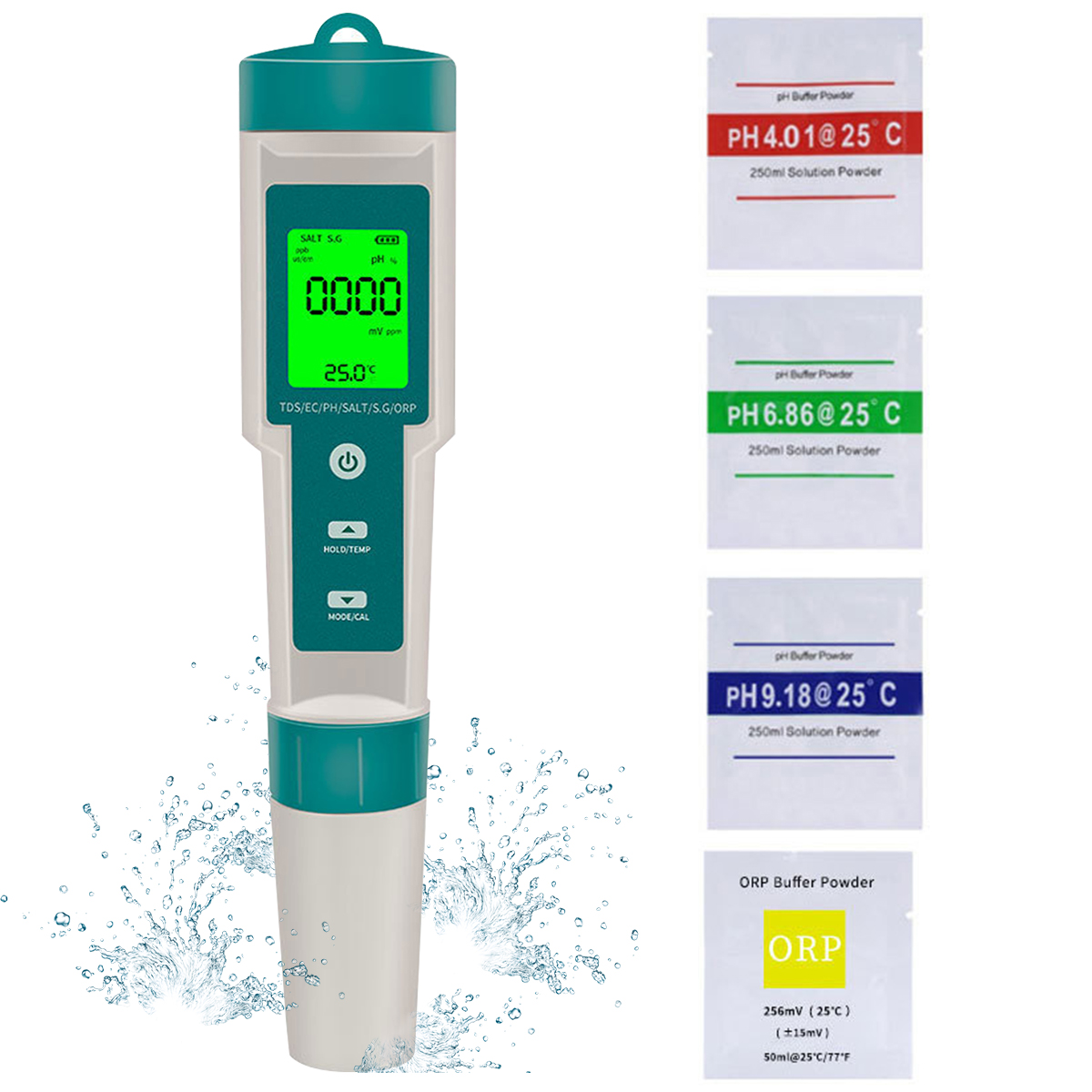 Pool Test Kit Digital - Digitale PH-meter 7-in-1 PH/ORP/EC/TEMP/SALT/S.G/TDS Waterkwaliteitstester Hoge