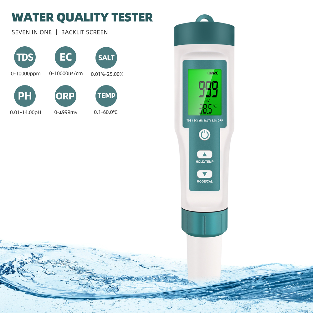 Pool Test Kit Digital - 7-in-1 PH TDS EC ORP Zoutgehalte
